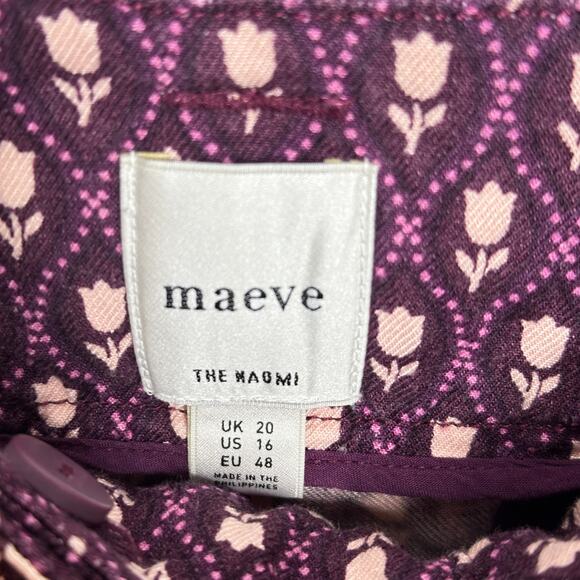 ANTHROPOLOGIE x MAEVE Naomi Linen Wide Leg Flare Pants Purple Tulip Sz 16 {3Z27} - Picture 4 of 5